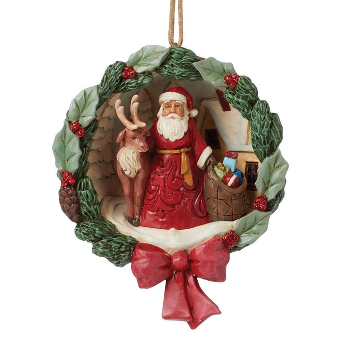 Jim Shore Santa & Deer Wreath Ornament