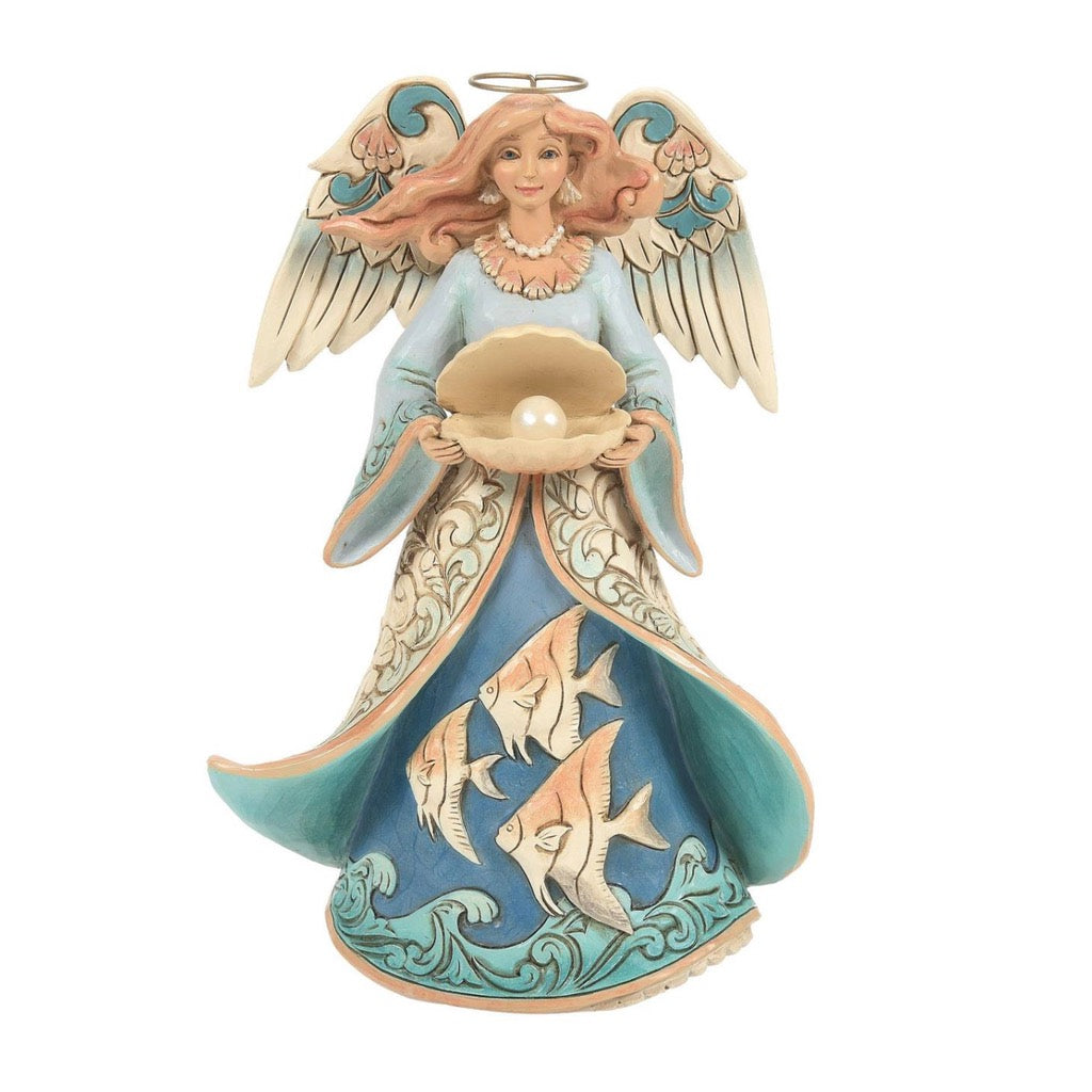 Jim Shore Coastal Angel Holding Shell Figurine – Annual Ornaments