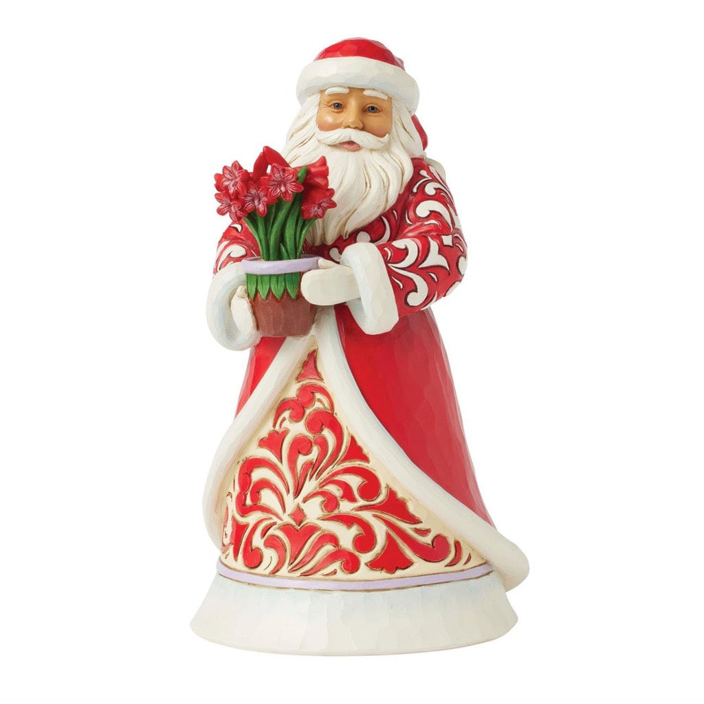Jim Shore Santa with Blooming Amaryllis Figurine