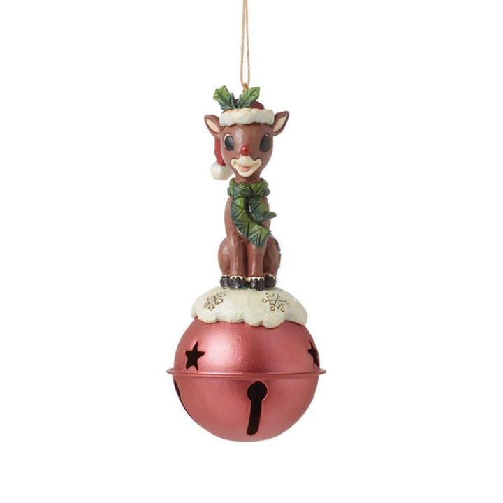 Jim Shore Rudolph Standing on Bell Ornament