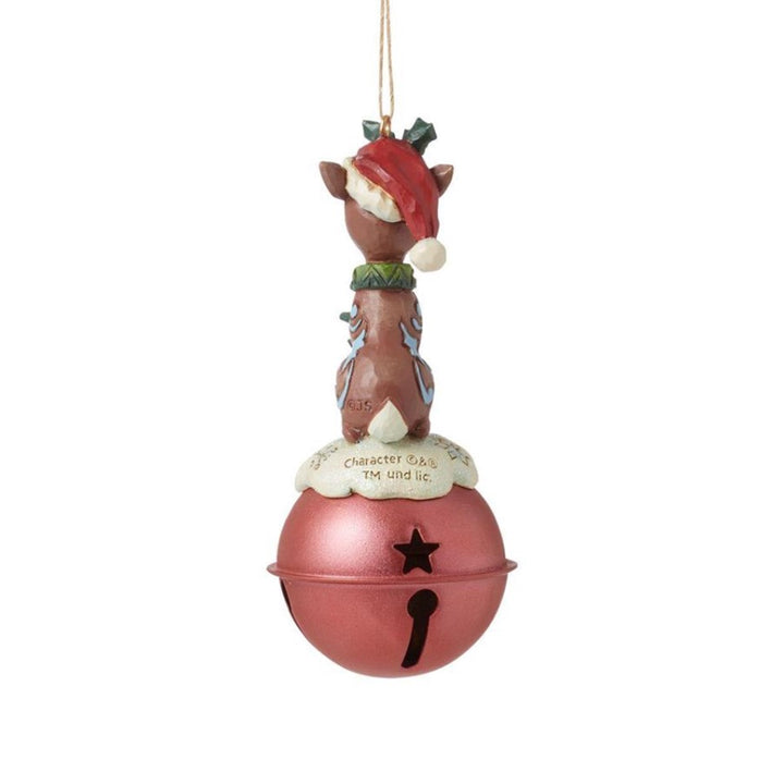 Jim Shore Rudolph Standing on Bell Ornament