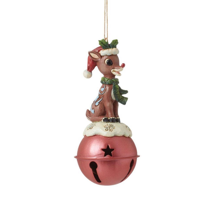 Jim Shore Rudolph Standing on Bell Ornament