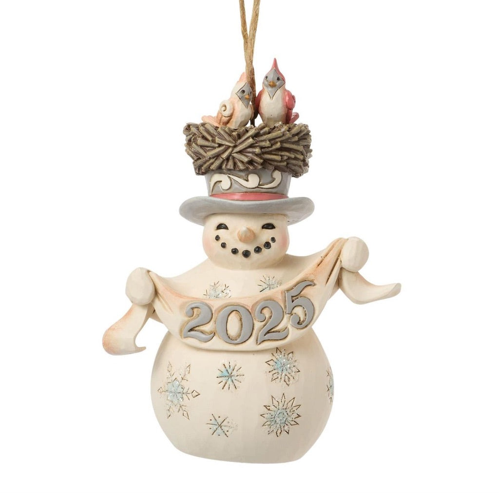 Jim Shore White Woodland 2025 Snowman Ornament – Annual Ornaments
