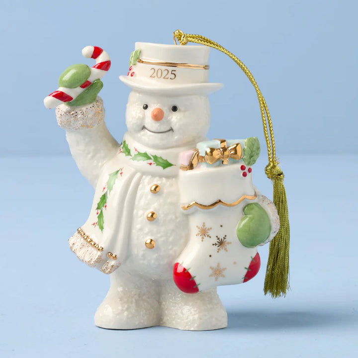 Lenox 2025 Snowman With Stocking Dated Ornament