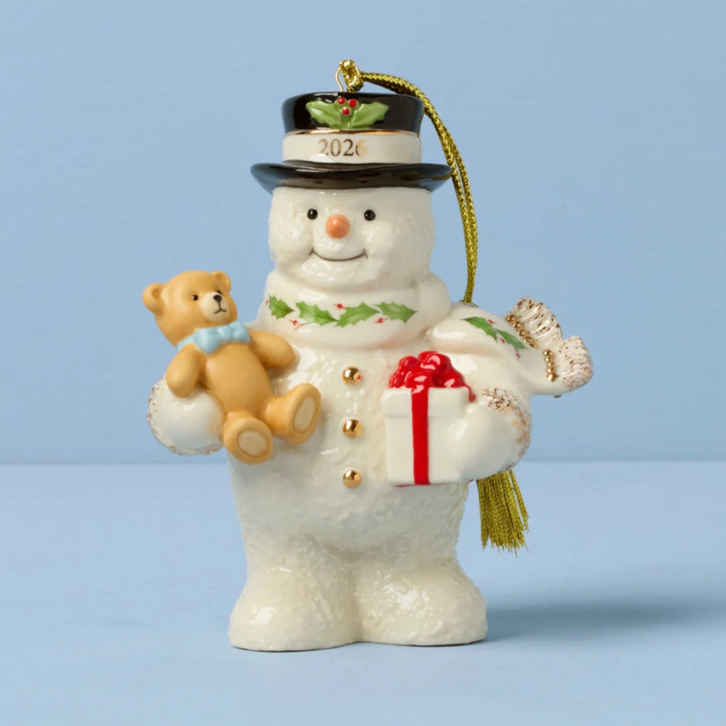 Lenox 2026 Snowman With Teddy Bear Ornament – Annual Ornaments