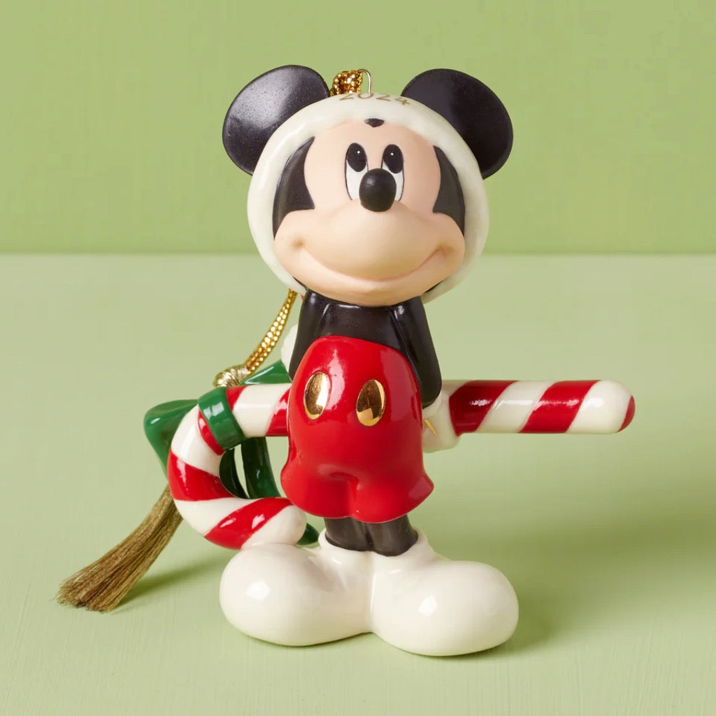 Lenox 2025 Disney Mickey With Candy Cane Ornament Annual Ornaments
