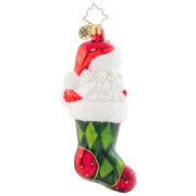 Christopher Radko Stocking Stuffed Santa Christmas Ornament