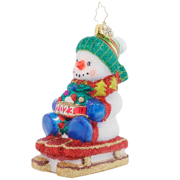 Christopher Radko Sliding Through The Year 2023 Snowman Christmas Ornament