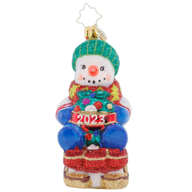 Christopher Radko Sliding Through The Year 2023 Snowman Christmas Ornament