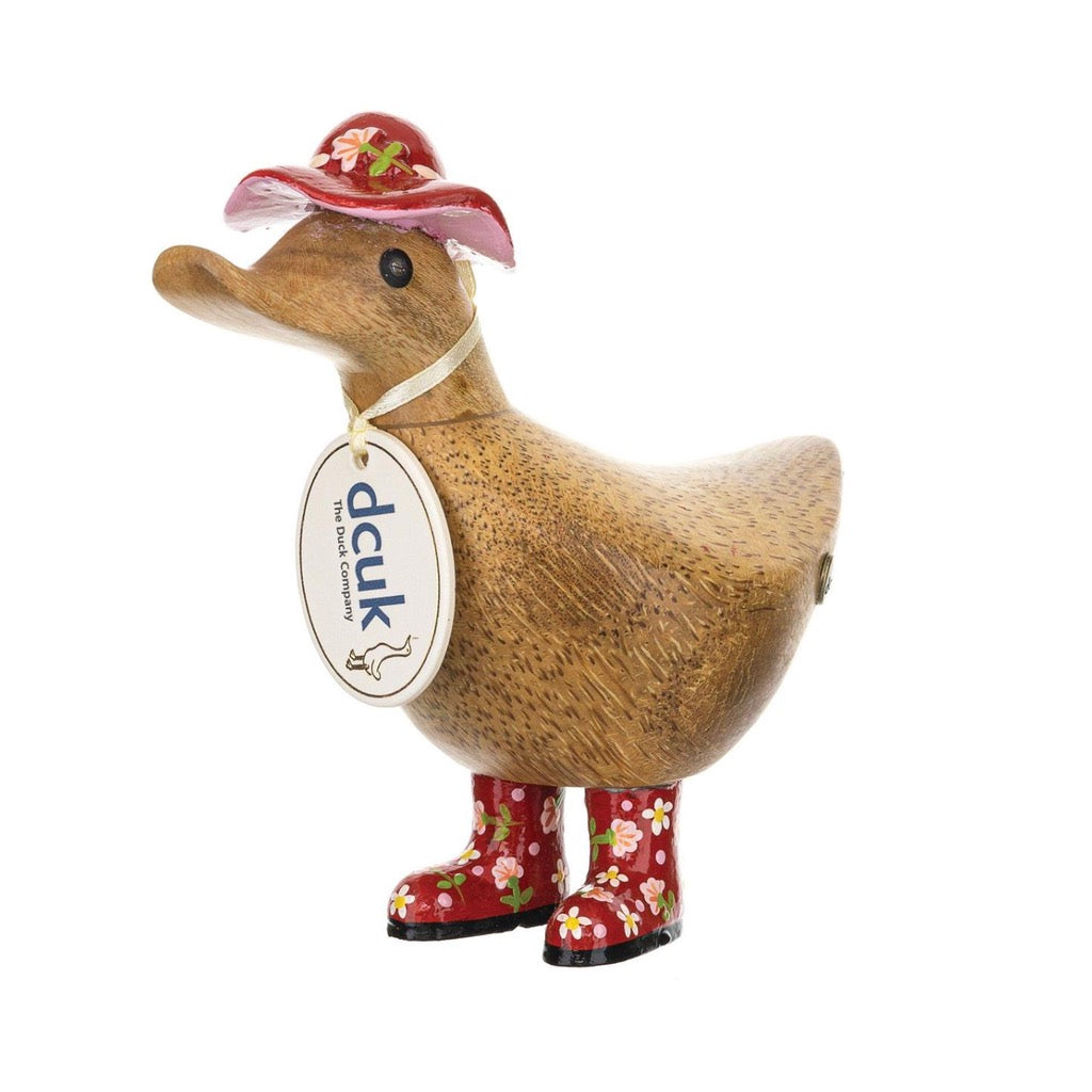 DCUK Floral Hat & Boots Ducky Figurine