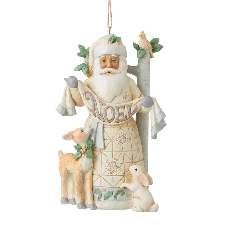 Jim Shore White Woodland Santa Noel Ornament