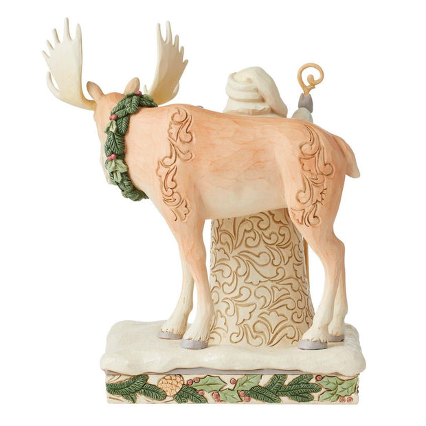 Jim Shore White Woodland Santa/Moose Figurine