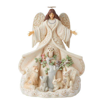 Jim Shore White Woodland Angel With Coat Figurine