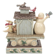 Jim Shore White Woodland Snowman Caboose Figurine