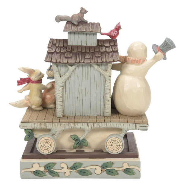 Jim Shore White Woodland Snowman Caboose Figurine