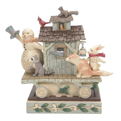 Jim Shore White Woodland Snowman Caboose Figurine