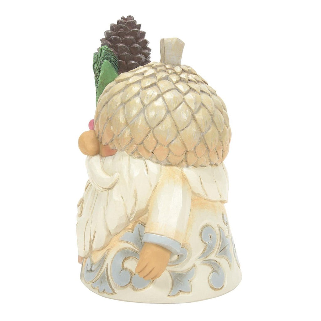 Jim Shore White Woodland Gnome With Acorn Hat Figurine