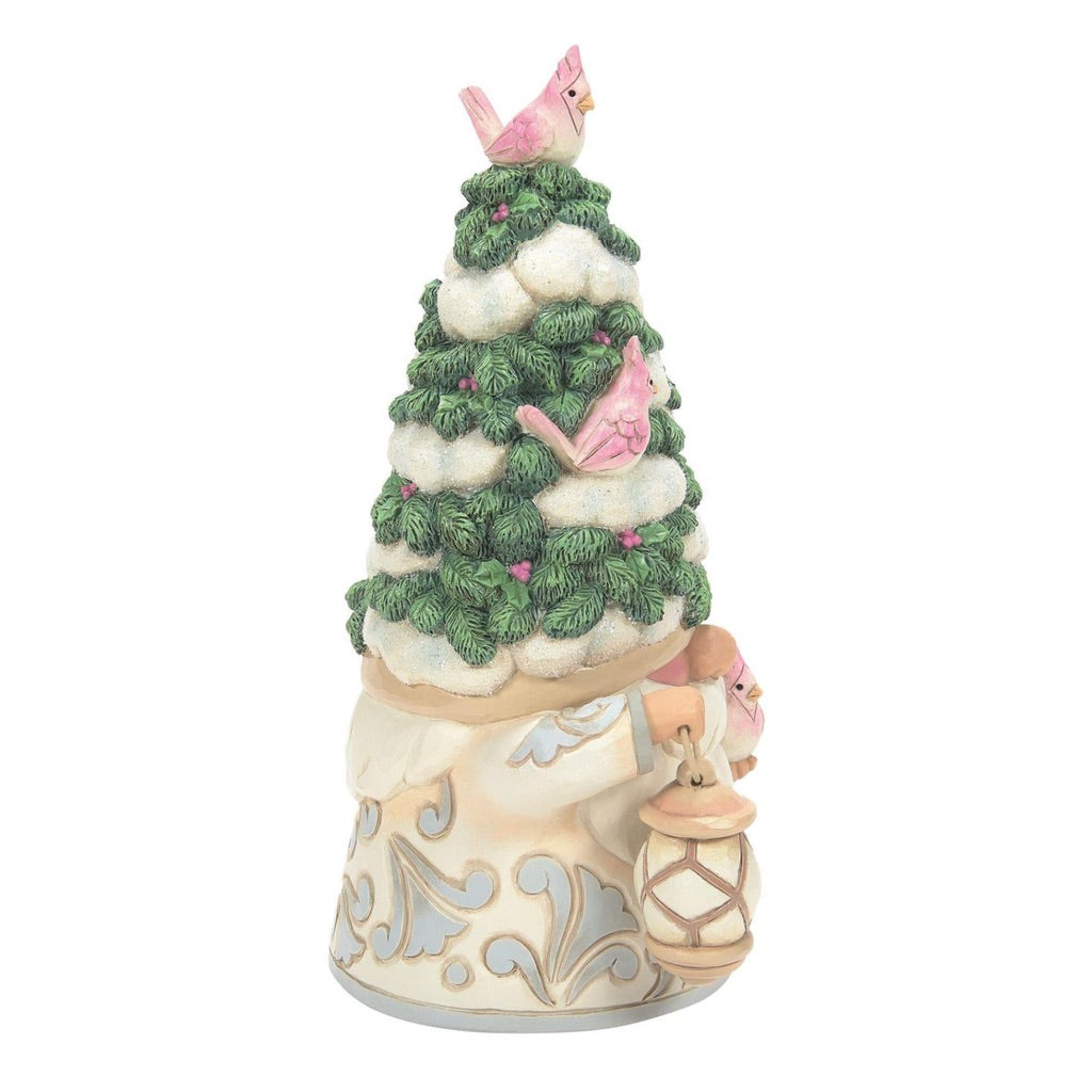 Jim Shore White Woodland Gnome With Evergreen Hat Figurine