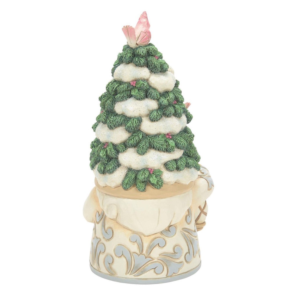 Jim Shore White Woodland Gnome With Evergreen Hat Figurine