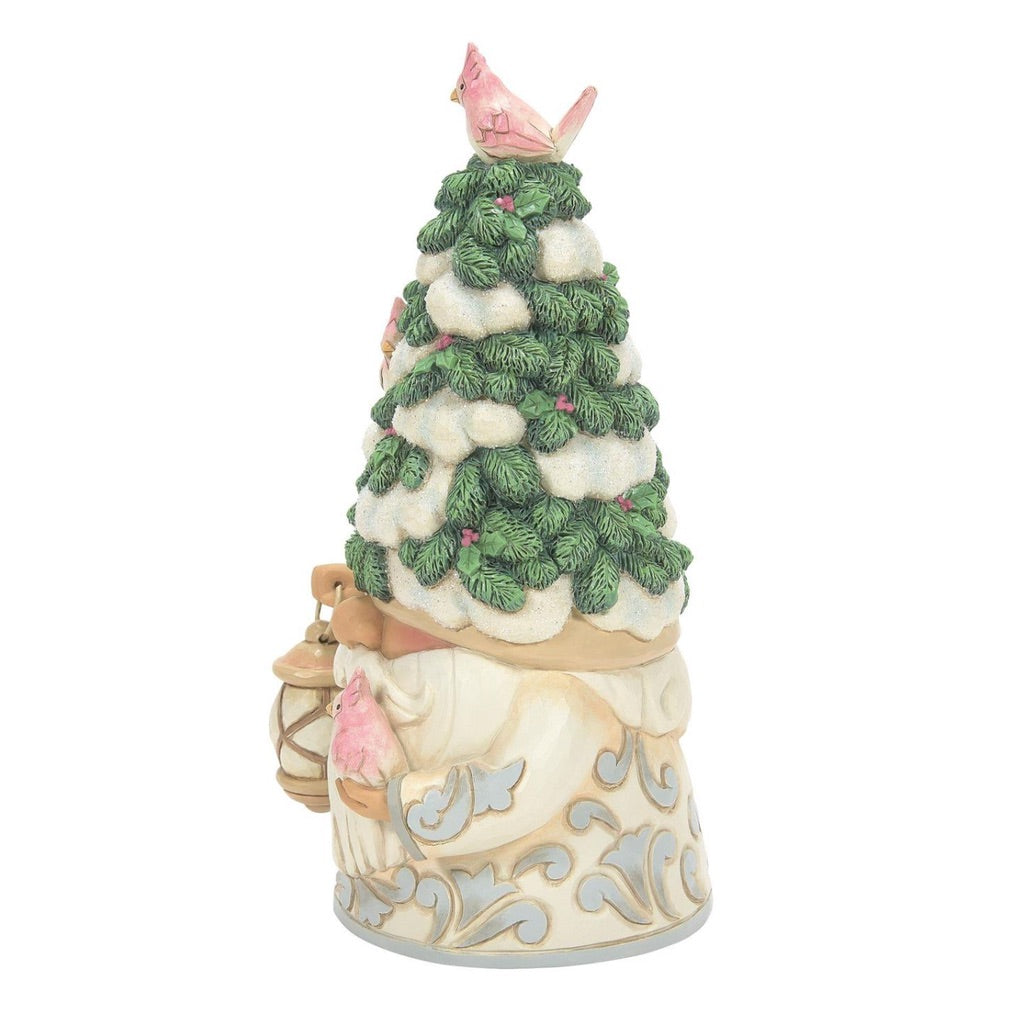 Jim Shore White Woodland Gnome With Evergreen Hat Figurine