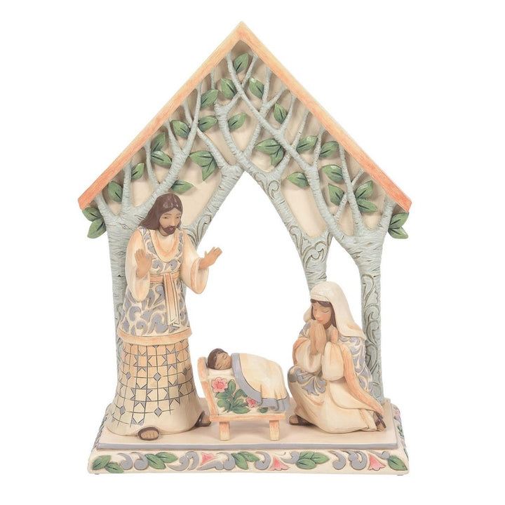 Jim Shore White Woodland Holy Family Creche Figurine Set