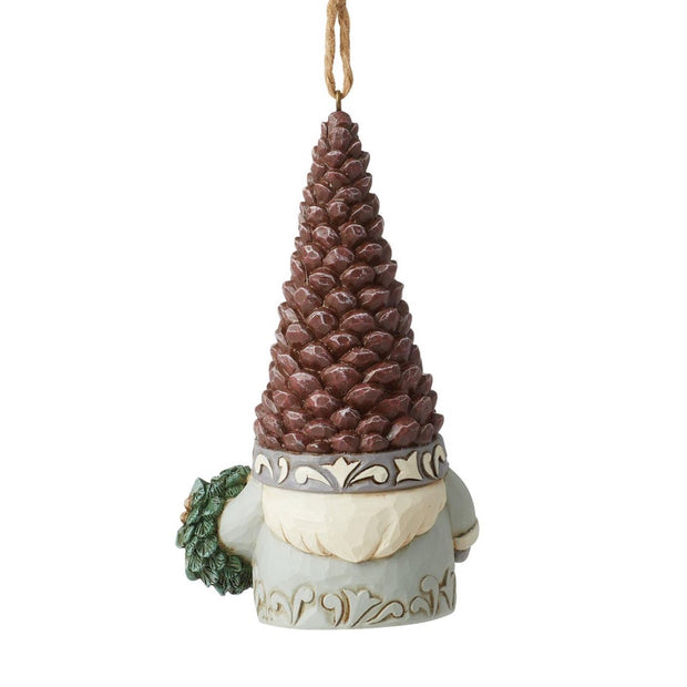 Jim Shore White Woodland Gnome Pinecone Ornament