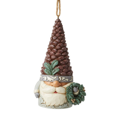 Jim Shore White Woodland Gnome Pinecone Ornament