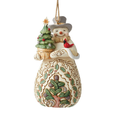 Jim Shore White Woodland Snowman/Tree Ornament