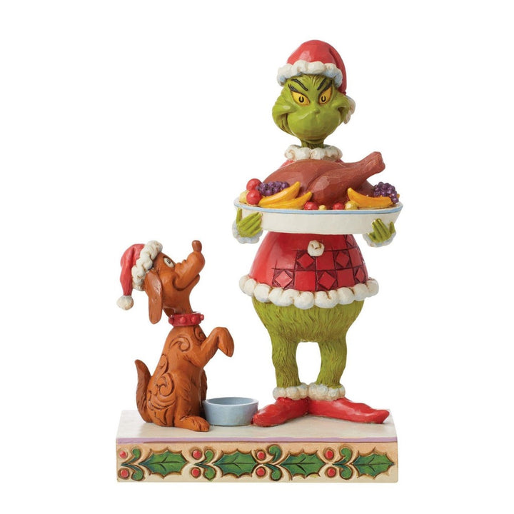 Jim Shore Grinch Holding Christmas Dinner Figurine