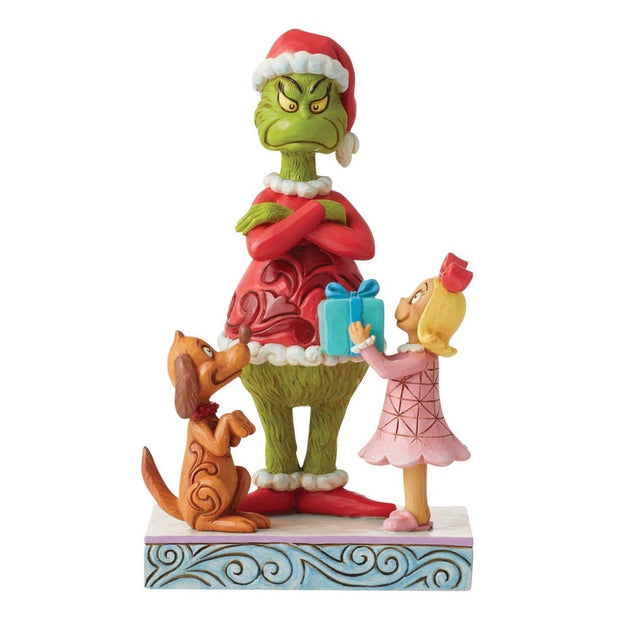 Jim Shore Grinch Max & Cindy Giving Gift to Grinch Figurine