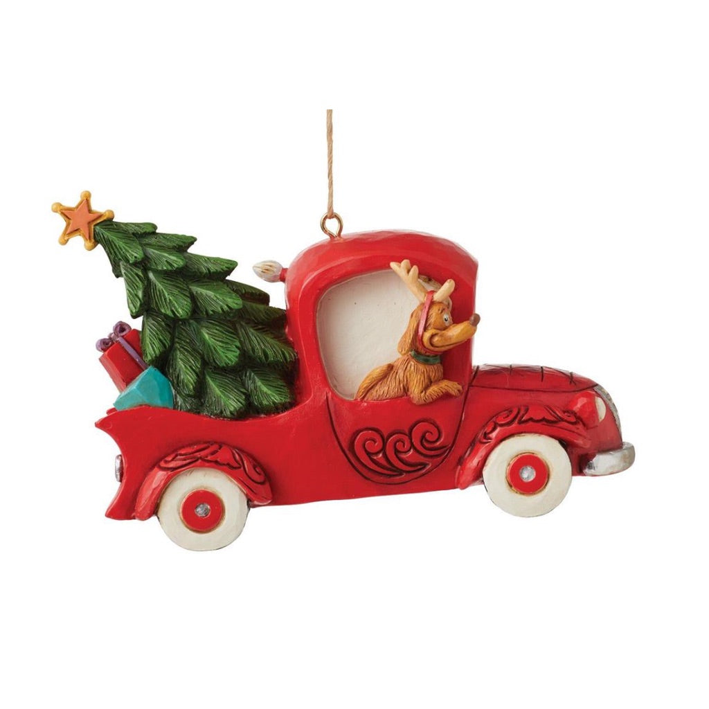 Jim Shore Grinch in Red Truck Ornament