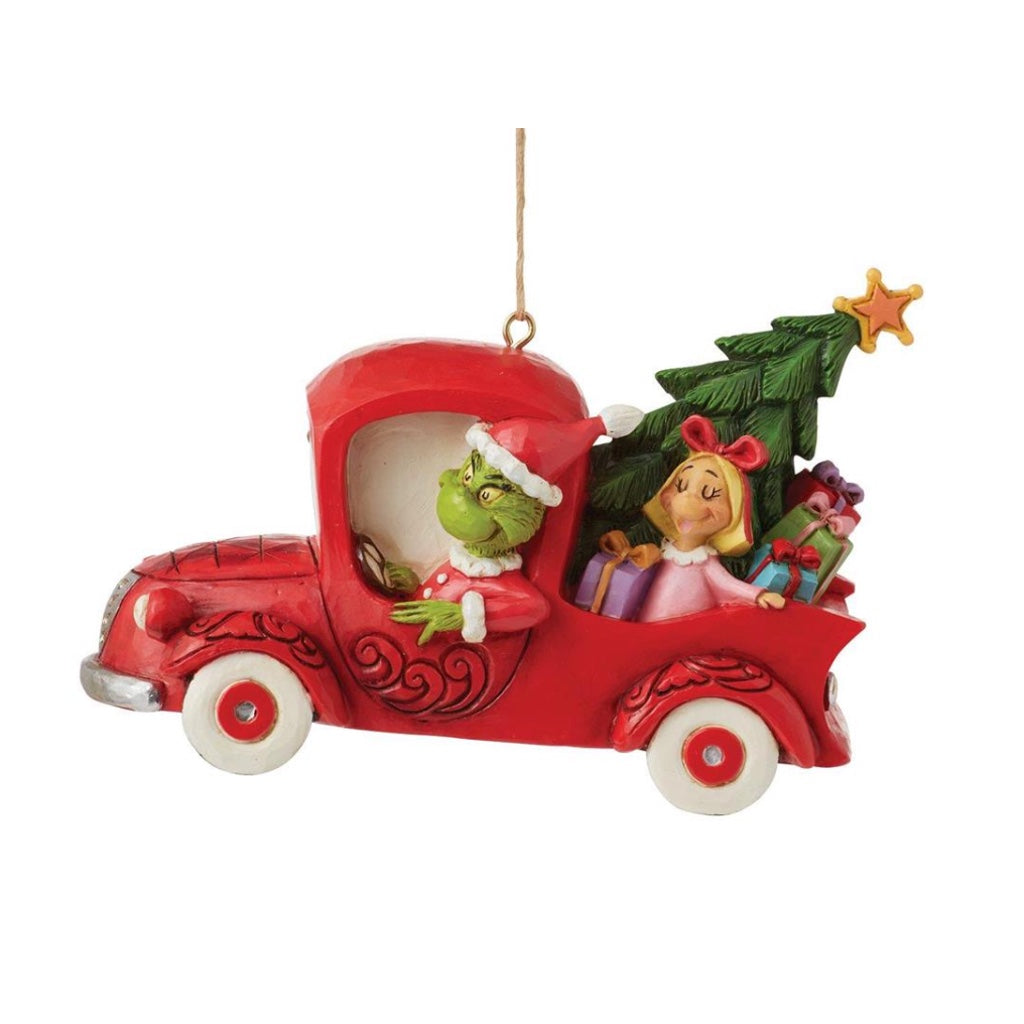 Grinch in Red Truck Ornament