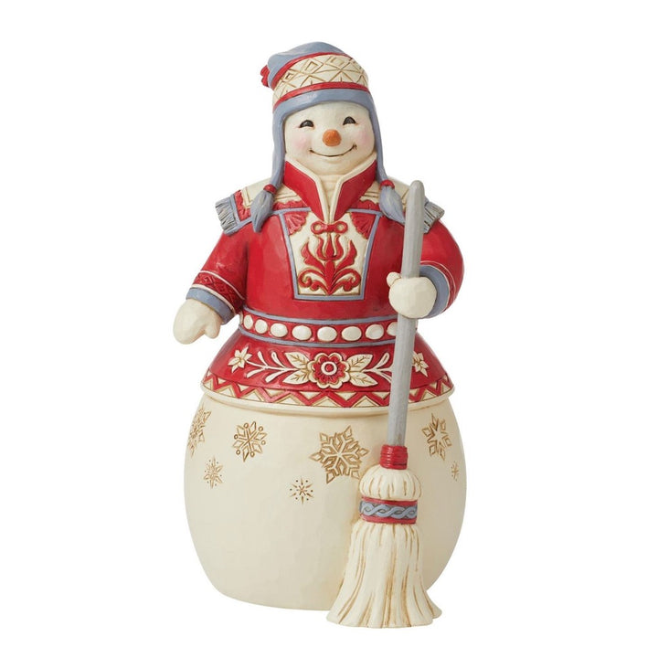 Jim Shore Nordic Noel Snowman With Broom Figurine