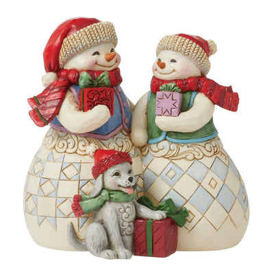 Jim Shore Snow Couple With Puppy Figurine