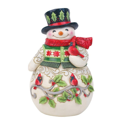 Jim Shore Snowman with Cardinal Scene Figurine