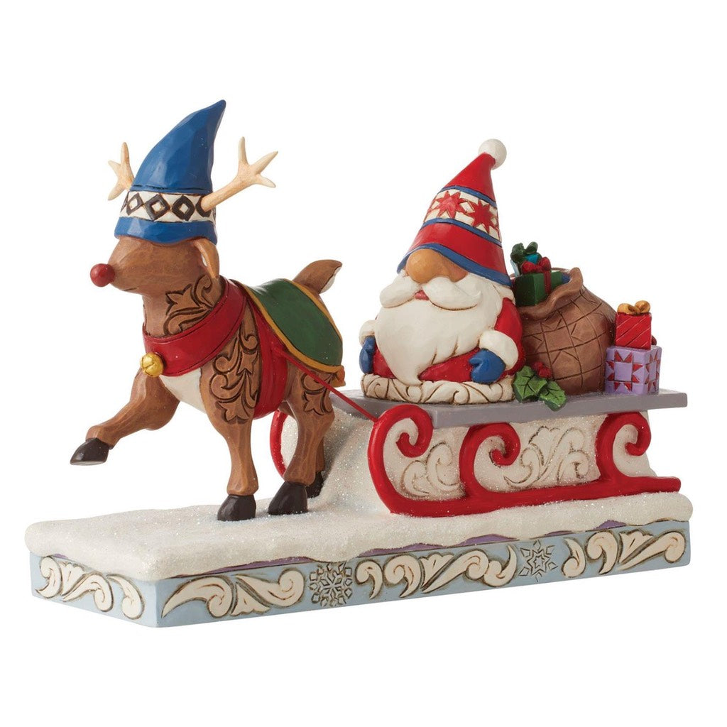 Jim Shore Reindeer Pulling Gnome Sled Figurine - Thumbnail 2