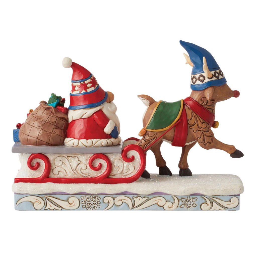 Jim Shore Reindeer Pulling Gnome Sled Figurine