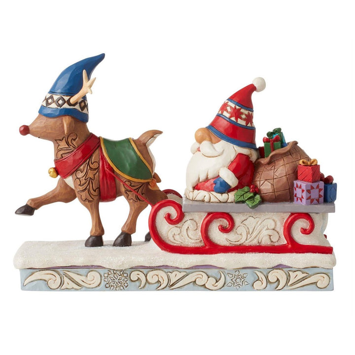 Jim Shore Reindeer Pulling Gnome Sled Figurine