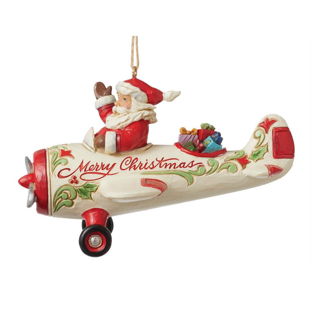 Jim Shore Santa In Airplane Ornament