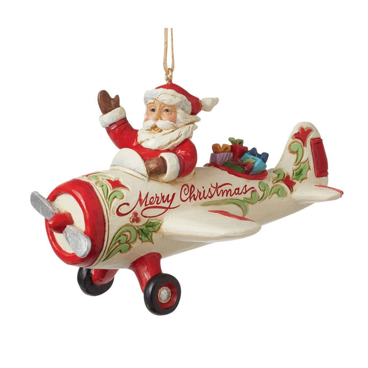 Jim Shore Santa In Airplane Ornament