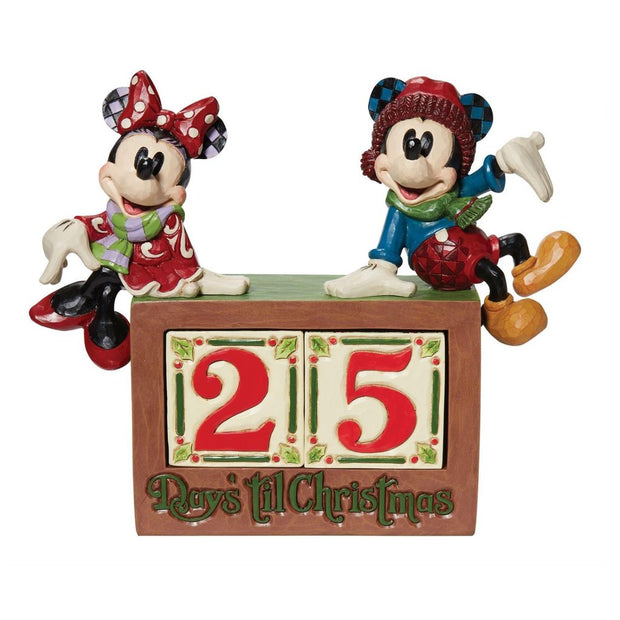 Jim Shore Disney Traditions Mickey & Minnie Countdown Block Figurine