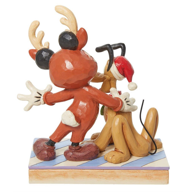 Jim Shore Disney Traditions Mickey Reindeer With Pluto Figurine
