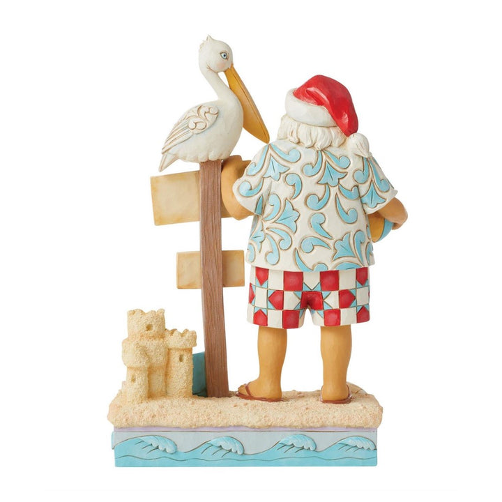 Jim Shore Coastal Santa With Signs And Pelican Figurine