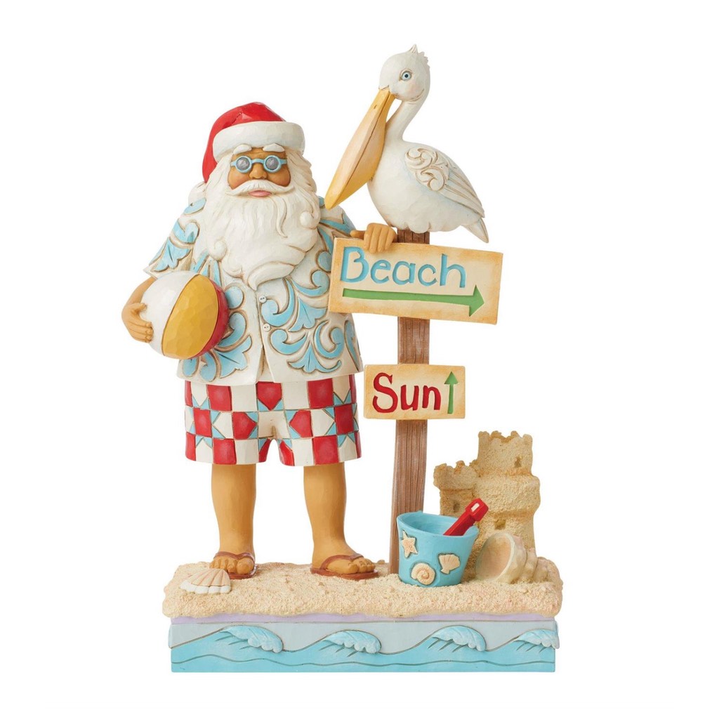 Jim Shore Coastal Santa With Signs And Pelican Figurine