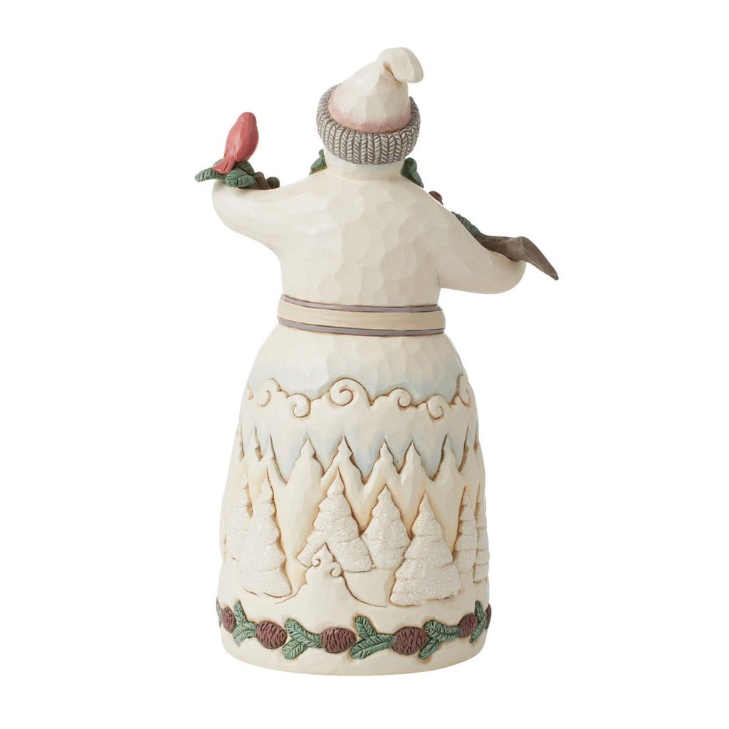 Jim Shore White Woodland Snowman With Pine Garland Figurine