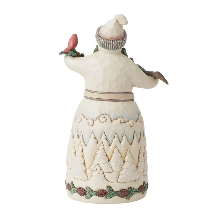 Jim Shore White Woodland Snowman With Pine Garland Figurine