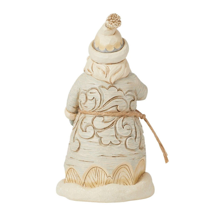 Jim Shore White Woodland Carved Santa with Pipe Figurine