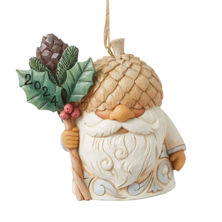 Jim Shore White Woodland 2024 Gnome Ornament