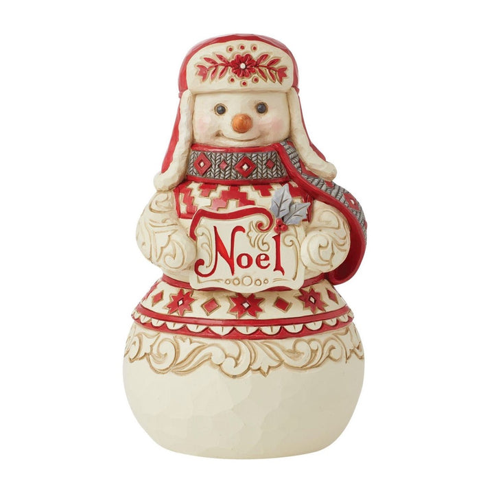 Jim Shore Nordic Noel Snowman With Sign Figurine
