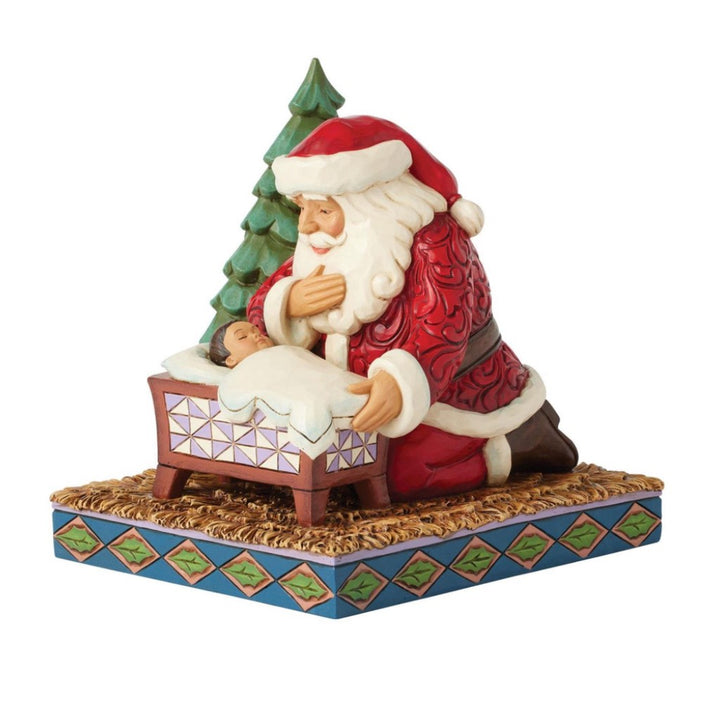 Jim Shore Santa Kneeling Over Baby Jesus Figurine